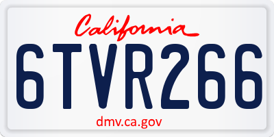 CA license plate 6TVR266