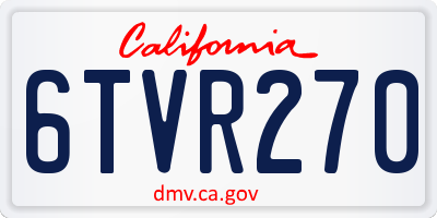 CA license plate 6TVR270