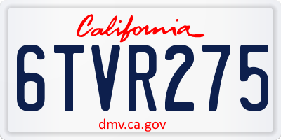CA license plate 6TVR275