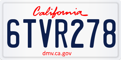 CA license plate 6TVR278