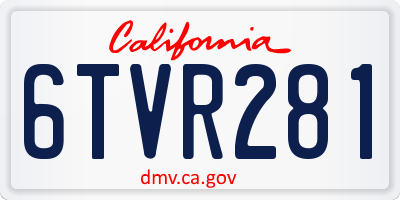 CA license plate 6TVR281