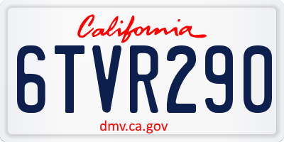 CA license plate 6TVR290