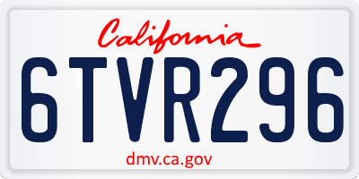 CA license plate 6TVR296