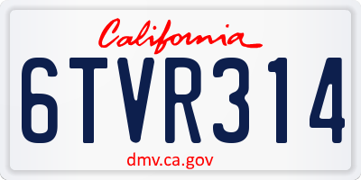 CA license plate 6TVR314