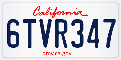 CA license plate 6TVR347