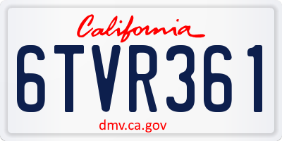 CA license plate 6TVR361