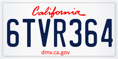 CA license plate 6TVR364