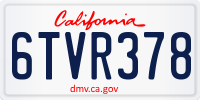 CA license plate 6TVR378
