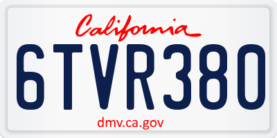 CA license plate 6TVR380