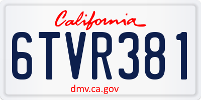 CA license plate 6TVR381