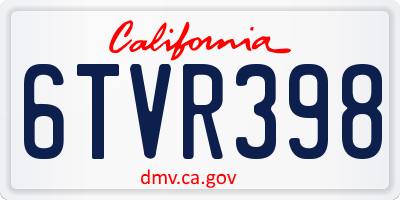 CA license plate 6TVR398