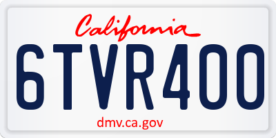 CA license plate 6TVR400