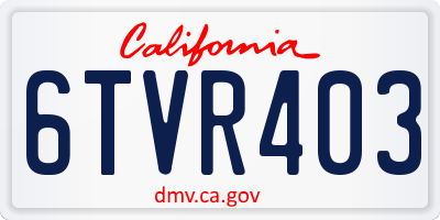 CA license plate 6TVR403
