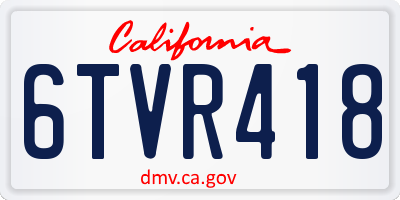 CA license plate 6TVR418