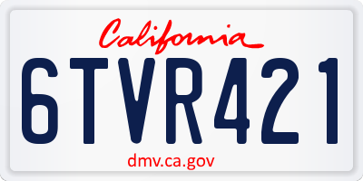 CA license plate 6TVR421