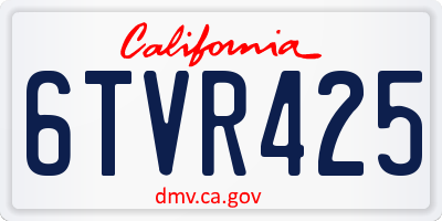 CA license plate 6TVR425