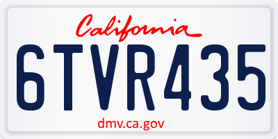 CA license plate 6TVR435