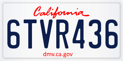 CA license plate 6TVR436