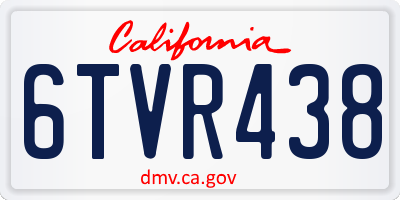 CA license plate 6TVR438