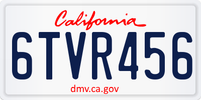 CA license plate 6TVR456