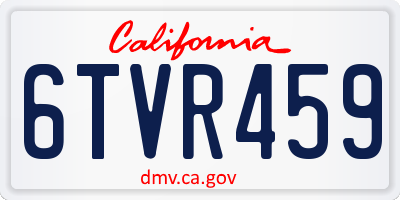 CA license plate 6TVR459