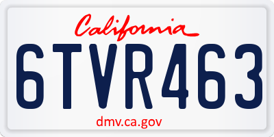 CA license plate 6TVR463