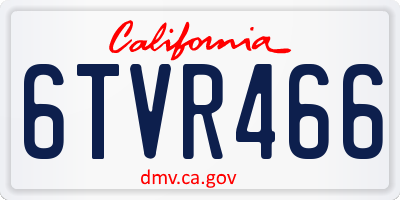 CA license plate 6TVR466