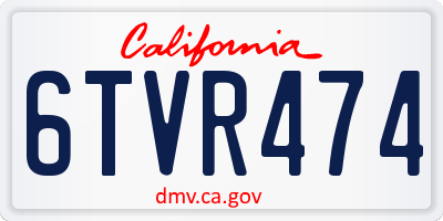 CA license plate 6TVR474