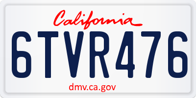 CA license plate 6TVR476