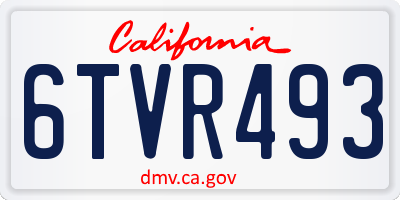 CA license plate 6TVR493