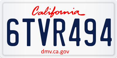 CA license plate 6TVR494