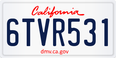 CA license plate 6TVR531