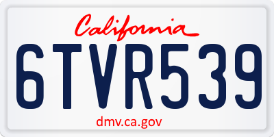 CA license plate 6TVR539