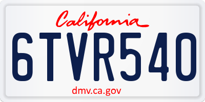 CA license plate 6TVR540