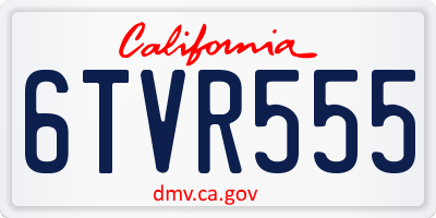 CA license plate 6TVR555
