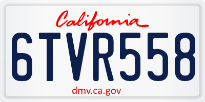 CA license plate 6TVR558