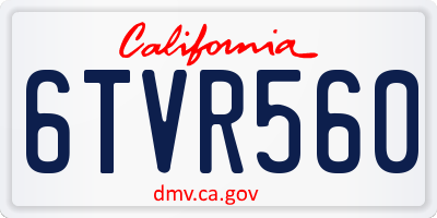 CA license plate 6TVR560
