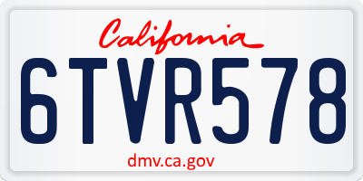 CA license plate 6TVR578