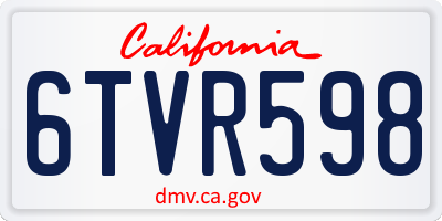 CA license plate 6TVR598