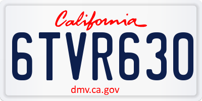 CA license plate 6TVR630