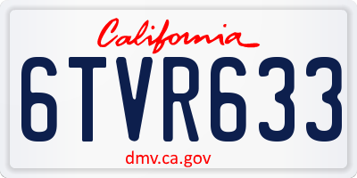 CA license plate 6TVR633