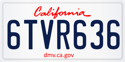 CA license plate 6TVR636