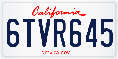 CA license plate 6TVR645