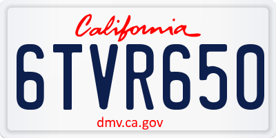 CA license plate 6TVR650
