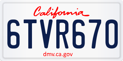 CA license plate 6TVR670