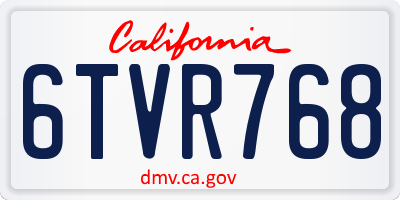 CA license plate 6TVR768