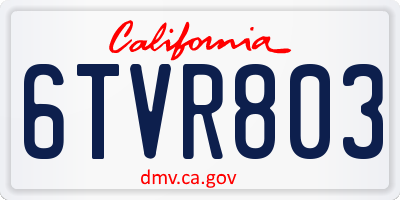 CA license plate 6TVR803