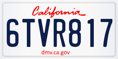 CA license plate 6TVR817
