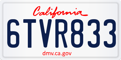 CA license plate 6TVR833
