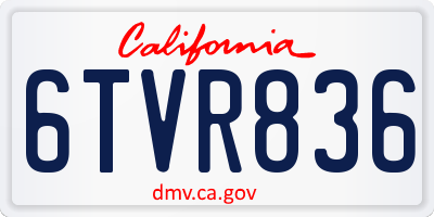 CA license plate 6TVR836